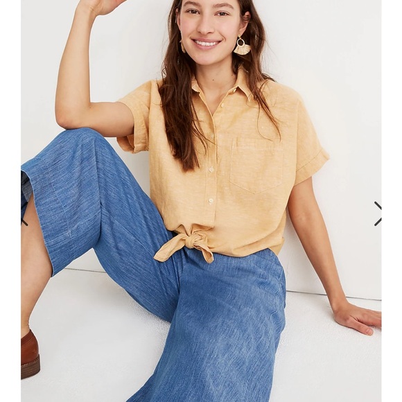 Madewell Chambray Huston Pull On crop pants - Picture 2 of 7